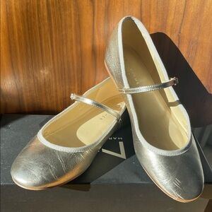 Marc Fisher Silver Mary Jane Flats